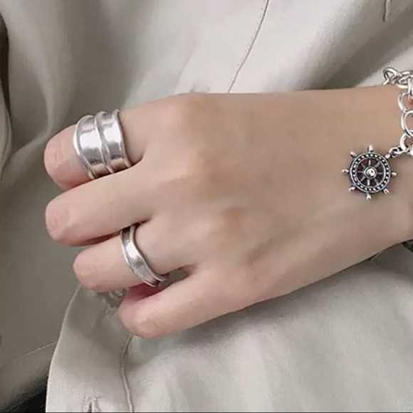 retro Brushed 925 Sterling Silver Band Ring - Picture 5 of 7